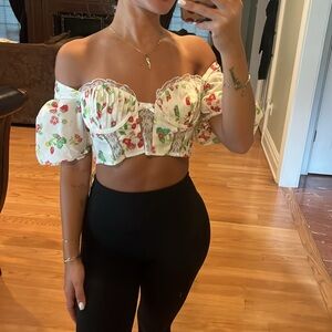 NWT Floral Off-Shoulder Crop Top